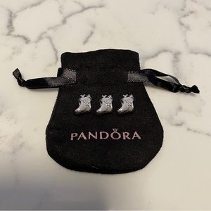 Set of 3 New Pandora Christmas Stocking Charms - Silver